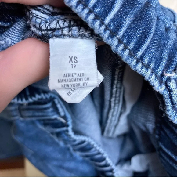 AERIE American Eagle Easy Denim Drawstring Elastic Waist Pull On Jeans XS - Picture 8 of 8